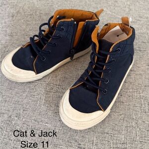 Cat & Jack Kids High-Top Sneakers - Navy and Orange